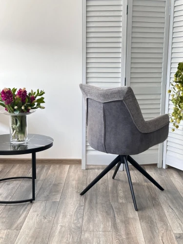 Стул PONTUS 360 град. поворот. KN01-03 Серый/ BZ1046-02 Темно-серый/ Черный, ®DISAUR