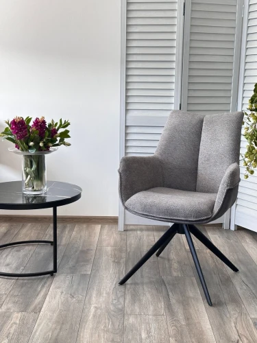 Стул PONTUS 360 град. поворот. KN01-03 Серый/ BZ1046-02 Темно-серый/ Черный, ®DISAUR