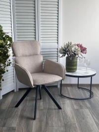 Стул LONG 360 град. поворот.NS04 Крем, букле / черный каркас, М-City