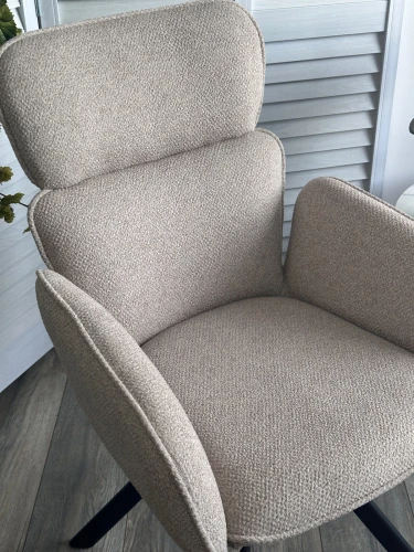 Стул LONG 360 град. поворот.NS04 Крем, букле / черный каркас, М-City