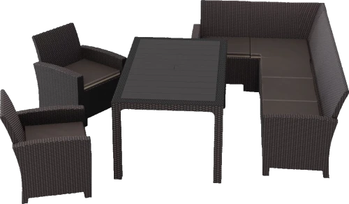 Комплект мебели под ротанг Калифорния “California“ с угловым диваном 240х136 см арт.80497 с  подушками столом 165х95 см и 2 кресела