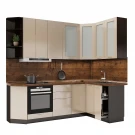 Кухонный гарнитур Валерия 2400х1400 Капучино глянец МДФ ПВХ угловой Кухонный гарнитур Валерия 2400х1400 Капучино глянец МДФ ПВХ угловой