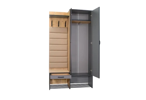 Прихожая Ольга Лофт 4, Дуб крафт золотой/Темно-серый