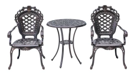 Кофейный набор из литого алюминия стол Макао D68 + 2 кресла Финляндия