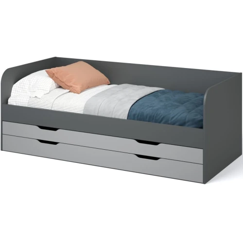 Кровать-топчан «Квадро» 90, с основанием под матрас, Антрацит/Белый