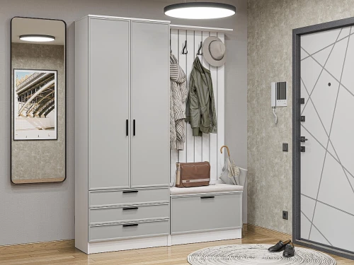 Готовая прихожая Стиль-03 Grey Silk Белый