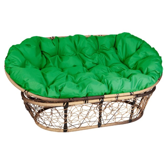Кресло Mamasan, цвет плетения светло-коричневый, цвет подушки зеленый