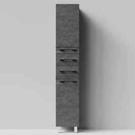 Пенал Мальта 35 напольный, Серый камень ПВХ 57806, левый, бельевая корзина