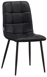 C919/DC809 Стул мягкий, ЧЕРНЫЙ#18-25 экокожа, каркас металл черный КРУГЛЫЙ