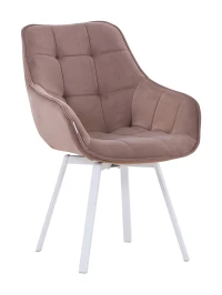 DC837 Стул мягкий поворотный с подлокот., МОККО#M420-06 велюр, каркас металл белый КВАДРАТ DC837 Стул мягкий поворотный с подлокот., МОККО#M420-06 велюр, каркас металл белый КВАДРАТ