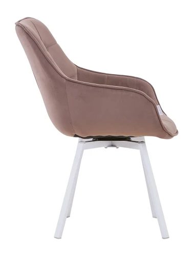 DC837 Стул мягкий поворотный с подлокот., МОККО#M420-06 велюр, каркас металл белый КВАДРАТ