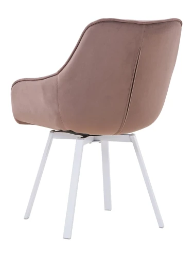 DC837 Стул мягкий поворотный с подлокот., МОККО#M420-06 велюр, каркас металл белый КВАДРАТ