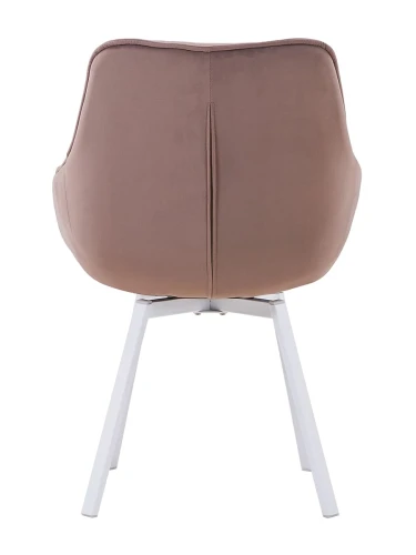 DC837 Стул мягкий поворотный с подлокот., МОККО#M420-06 велюр, каркас металл белый КВАДРАТ