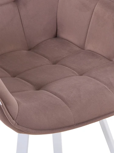 DC837 Стул мягкий поворотный с подлокот., МОККО#M420-06 велюр, каркас металл белый КВАДРАТ