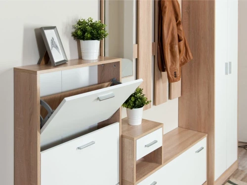 Прихожая «Интер» со шкафом, Дуб сонома/белый