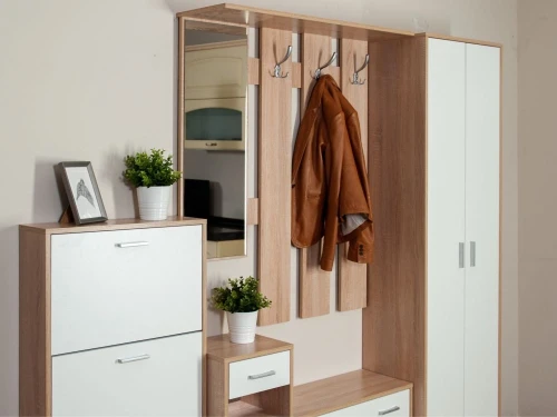 Прихожая «Интер» со шкафом, Дуб сонома/белый