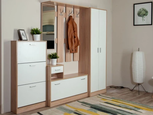 Прихожая «Интер» со шкафом, Дуб сонома/белый