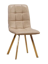 C919/DC809 Стул мягкий, ЛАТТЕ#19-16 экокожа, каркас металл золото КВАДРАТ