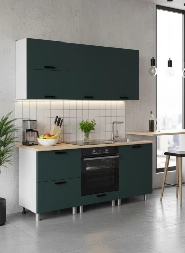 Готовая кухня МК Аленушка 1,8м Астра Лаванда Изумруд,скоба черный,сонома