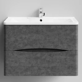 Тумба Адель 80  подвесной, Серый камень ПВХ 57806 Vodok с раковиной в комплекте