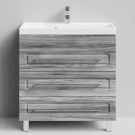 Тумба Арабеска 80 напольный, Лиственница структурная контрастно-серая ПВХ 64202 Vodok с раковиной в комплекте