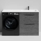 Тумба Смайл 130 напольный, под стиральную машину, правая, Серый камень ПВХ 57806 Vodok с раковиной в комплекте Тумба Смайл 130 напольный, под стиральную машину, правая, Серый камень ПВХ 57806 Vodok с раковиной в комплекте