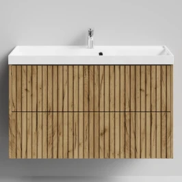 Тумба Тач 100 подвесной, Дуб Тортуга ПВХ 2357-43 Vodok с раковиной в комплекте