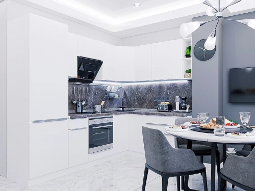 Модульная кухня Фьюжн-04 Silky White
