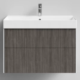 Тумба Эвкалипт, 85 подвесной, Эвкалипт серый Vodok с раковиной в комплекте