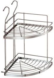 Полка угловая 2-х ярусная малая Хром