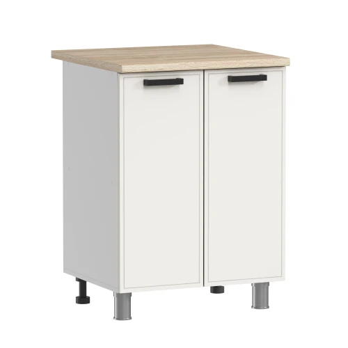 Готовый кухонный гарнитур ГК Аленушка 1,6м Магнолия Молочный/Молочный,скоба черный,сонома