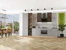 Кухонный гарнитур Фьюжн-08 Silky Light Grey-Дуб Вотан