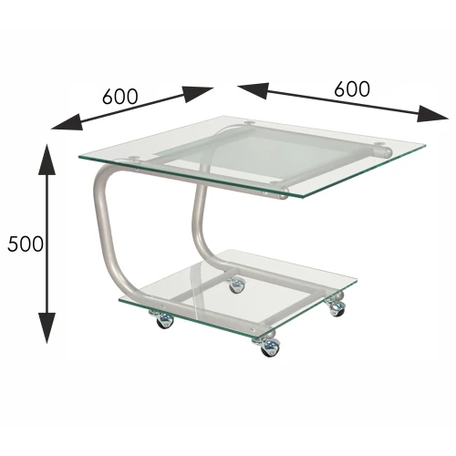 Стол журнальный Дуэт 9 металлик/ прозрачное