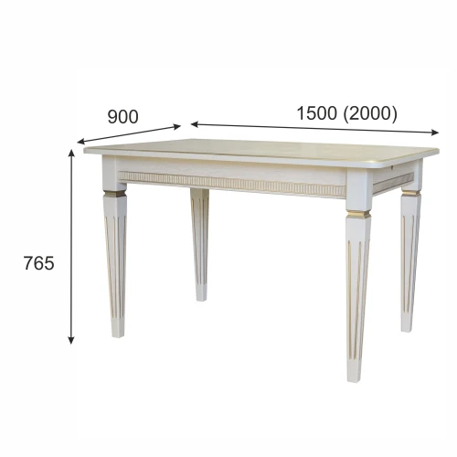 Стол обеденный Васко В 87Н слоновая кость/золото 150/200*90