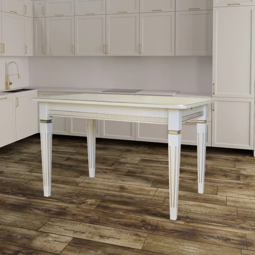 Стол обеденный Васко В 87Н слоновая кость/золото 150/200*90