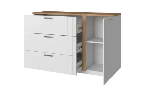 MATEO, Тумба 1D3S. Цвет БЕЛЫЙ / ДУБ НАВАРРА