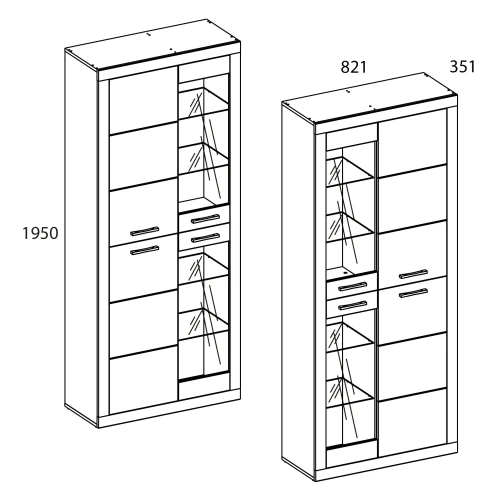 Шкаф-витрина 2V2D OSKAR , цвет дуб Санремо
