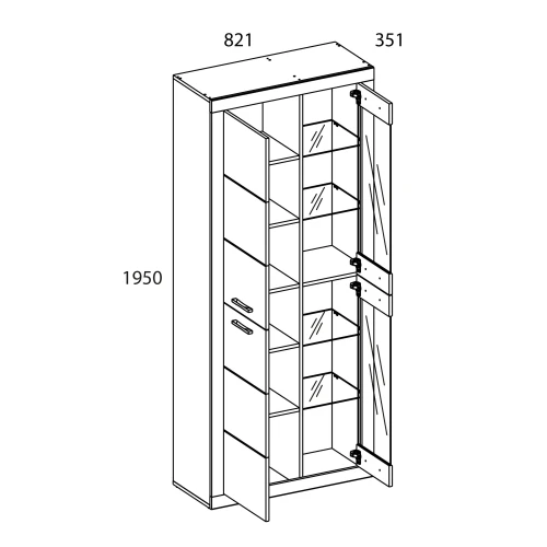 Шкаф-витрина 2V2D OSKAR , цвет дуб Санремо