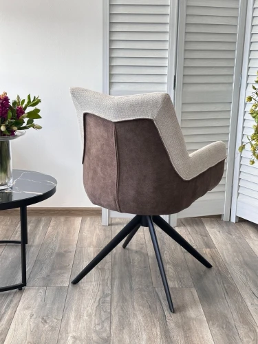 Стул PONTUS 360 град. поворот. KN01-05 Бежевый/ BZ1046-21 Коричневый/ Черный, ®DISAUR