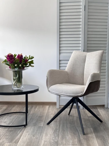 Стул PONTUS 360 град. поворот. KN01-05 Бежевый/ BZ1046-21 Коричневый/ Черный, ®DISAUR