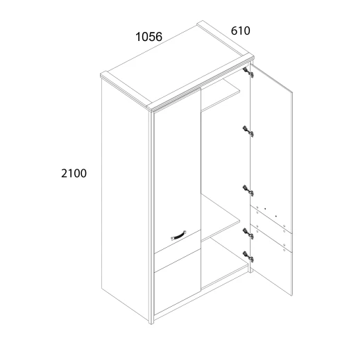 Шкаф 2DG, PROVENCE, цвет вудлайн крем\дуб каньон