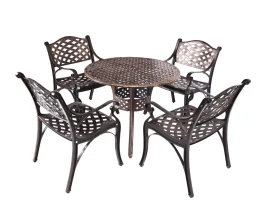 Обеденная группа из литого алюминия c круглым столом ЛИОН арт.109 bronze/ С-05bronze-4