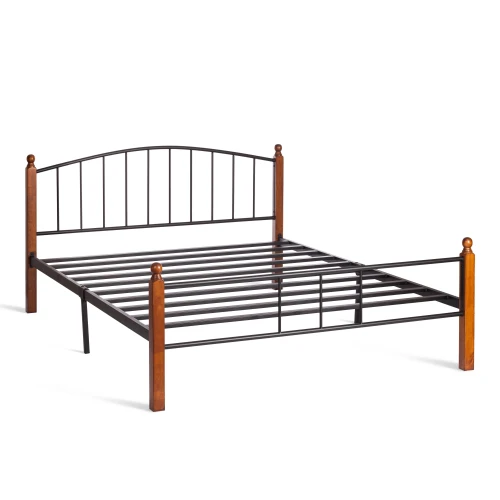 Кровать AT-915 дерево гевея/металл, 160*200 см (Queen bed), красный дуб/черный