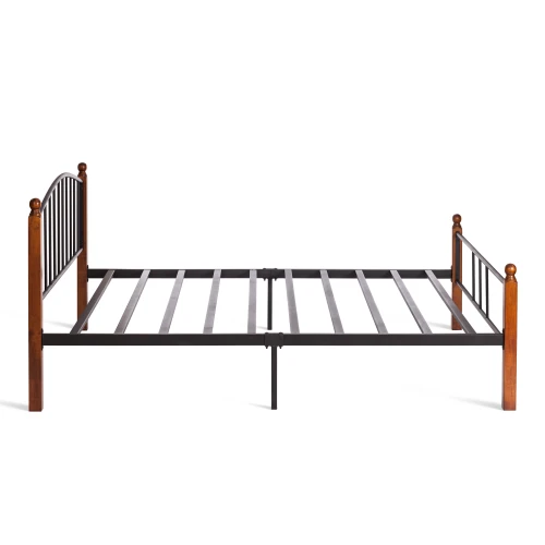Кровать AT-915 дерево гевея/металл, 160*200 см (Queen bed), красный дуб/черный