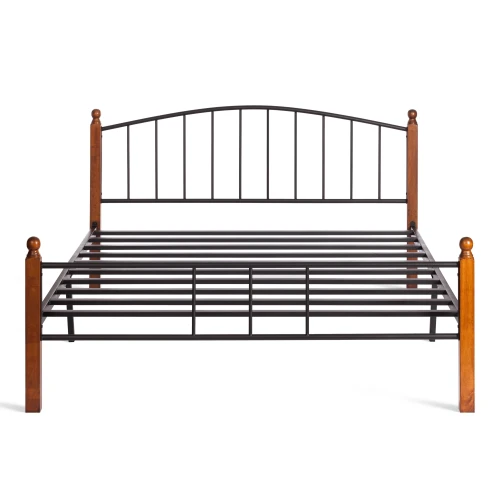 Кровать AT-915 дерево гевея/металл, 160*200 см (Queen bed), красный дуб/черный