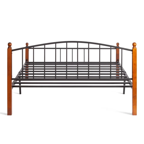 Кровать AT-915 дерево гевея/металл, 160*200 см (Queen bed), красный дуб/черный