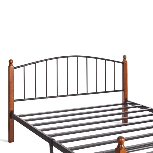 Кровать AT-915 дерево гевея/металл, 160*200 см (Queen bed), красный дуб/черный
