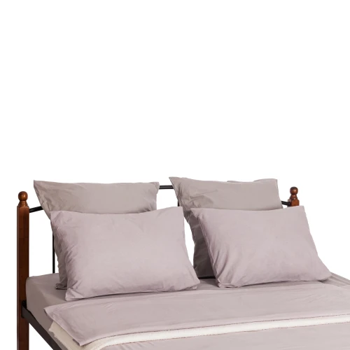 Кровать AT-915 дерево гевея/металл, 160*200 см (Queen bed), красный дуб/черный