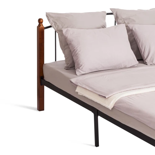 Кровать AT-915 дерево гевея/металл, 160*200 см (Queen bed), красный дуб/черный