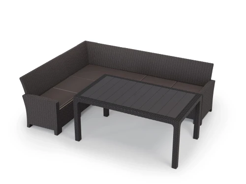 Комплект мебели под ротанг Калифорния “California“ с угловым диваном 240х188 см арт.80497 с подушками столом 1650х950 см